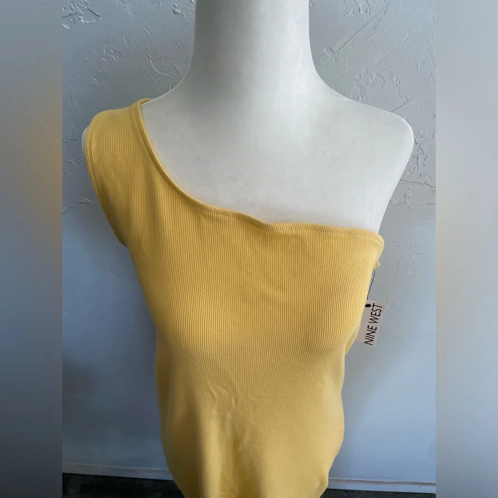 NWT Nine West Yellow One Shoulder Midi Dress Size XXL